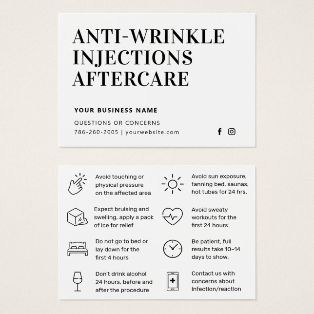 Carte de post-soins simple anti-rinçage (Devant & derrière)