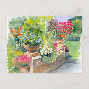 Carte de poste d'art - Scène de jardin, Aquarelle