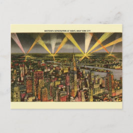 Carte de poste de nuit vintage New York City Skysc