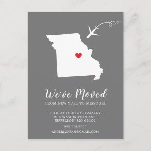 Carte de poste MISSOURI État de déplacement