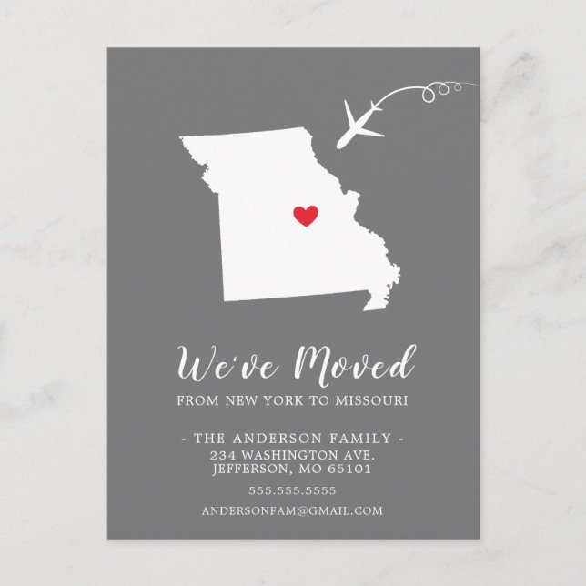 Carte de poste MISSOURI État de déplacement (Devant)