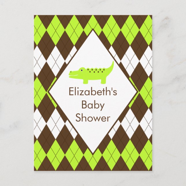 Carte de poste RSVP du Baby shower Alligator Prepp (Devant)