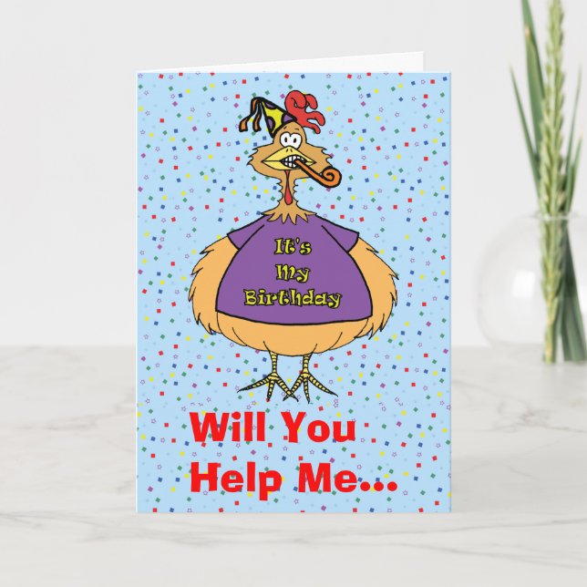 Carte de poulet pour les suites d'anniversaire (Devant)