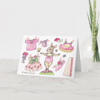Carte de poupée en papier blanc de pois doux