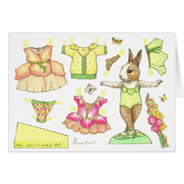 Carte de poupée en papier gladiolus Ballerina Bunn (Devant horizontal)