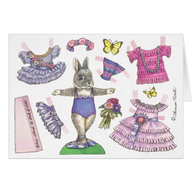 Carte de poupée en papier noir Aster Ballerina Bun (Devant horizontal)