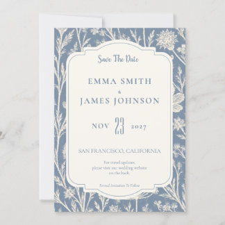 Carte de pré-annonce de mariage Dusty Blue Periwin