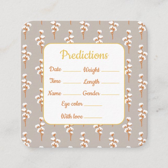 Carte de prédiction baby shower - Activités amusan (Devant)