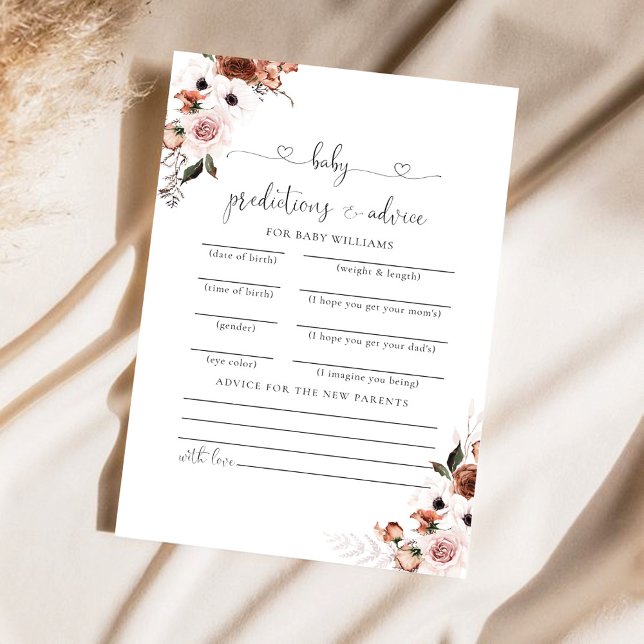 Carte de prédiction du Baby shower floral de soie (Créateur téléchargé)