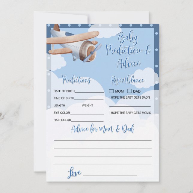 Carte de prédiction et de conseil pour bébé bleu a (Devant)