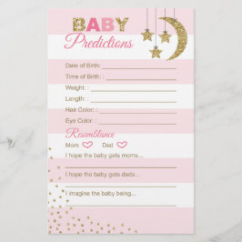 Carte de prédiction pour bébé en or rose pour jeux