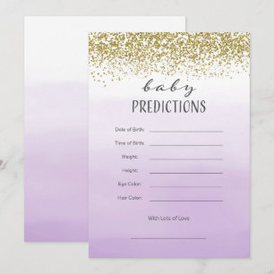 Carte de prédiction pour bébés mauve et or