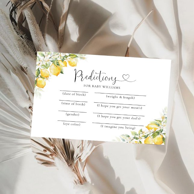 Carte de prédictions de Baby shower Citrus vert ci (Créateur téléchargé)