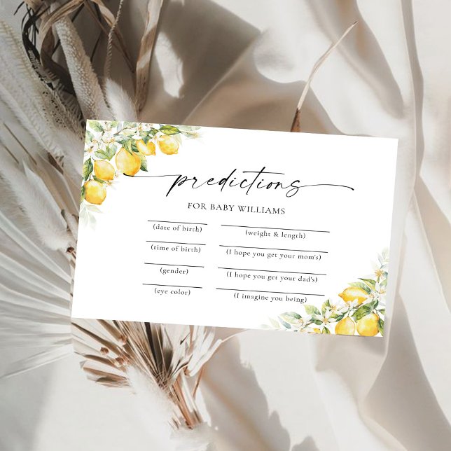 Carte de prédictions de Baby shower Citrus vert ci (Créateur téléchargé)