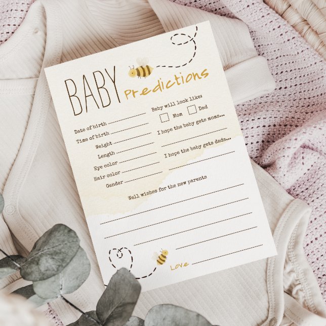 Carte de prédictions du Baby shower de l'abeille (Créateur téléchargé)