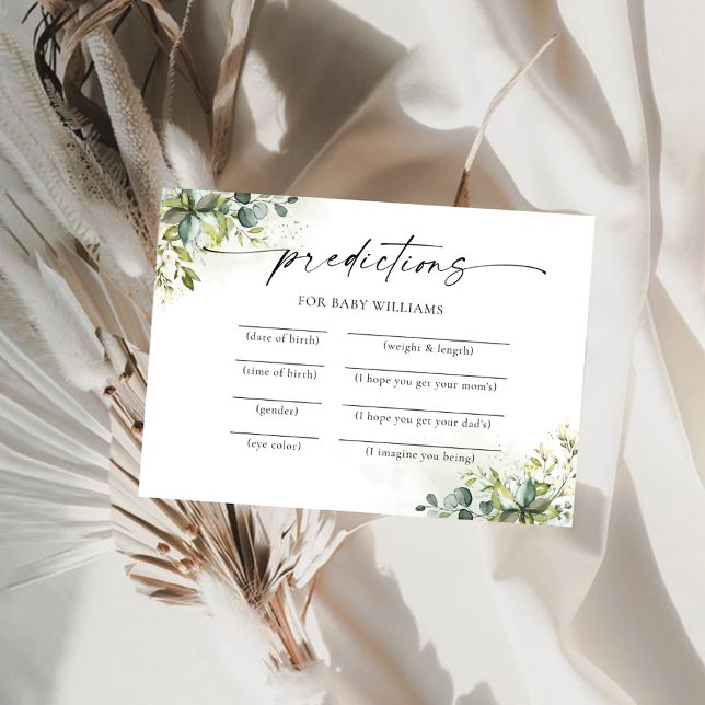 Carte de prédictions du Baby shower de verdure (Créateur téléchargé)