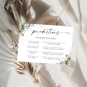 Carte de prédictions du Baby shower floral Eucalyp