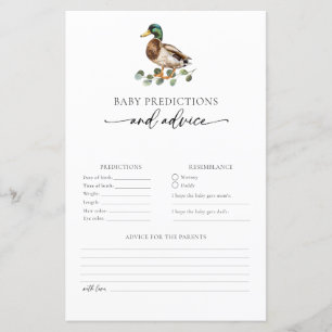 Carte de prédictions et conseils pour bébé Mallard