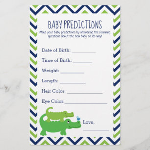 Carte de prédictions pour Baby Shower Crocodile Pr