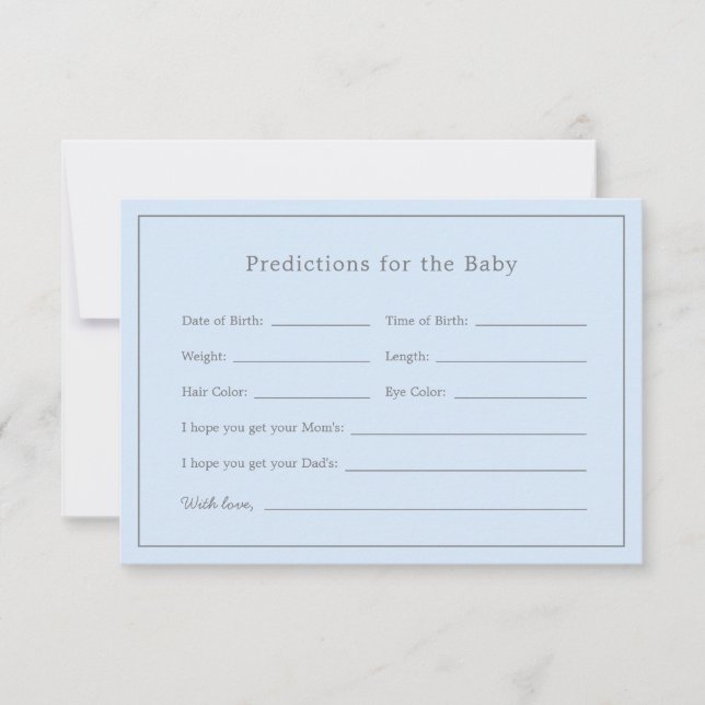 Carte de prédictions pour bébé Baby shower bleu si (Devant)