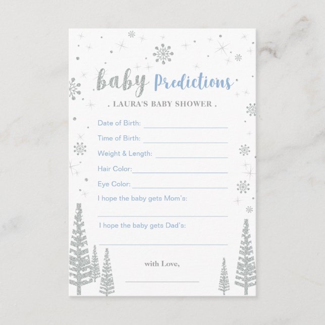 Carte de prédictions pour bébés - Jeu de Baby show (Devant)