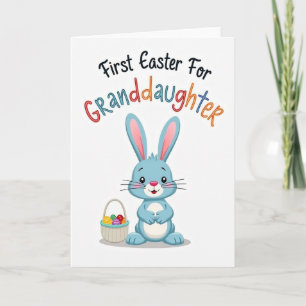 Carte de premier Pâques pour petite-fille lapin