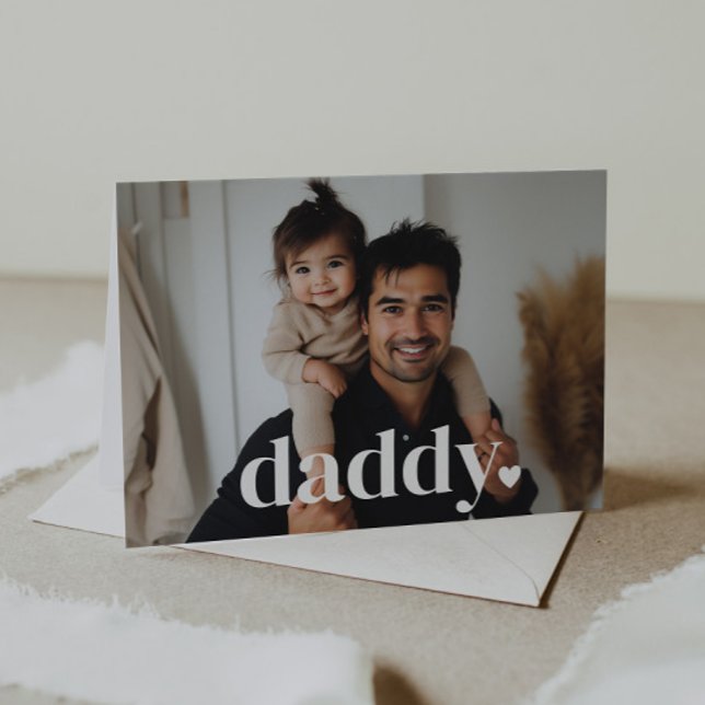 Carte de première fête des pères Papa Cœur - Photo (Zazzle Daddy Heart - First Father's Day Photo Card)