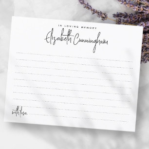 Carte de présence chic minimaliste en mémoire amou