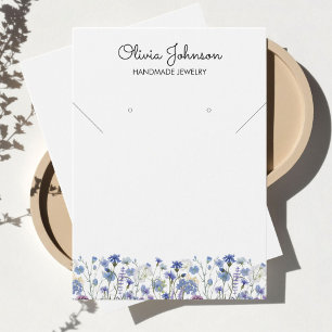 Carte de Présentation de Bijoux Fleur Sauvage Bleu