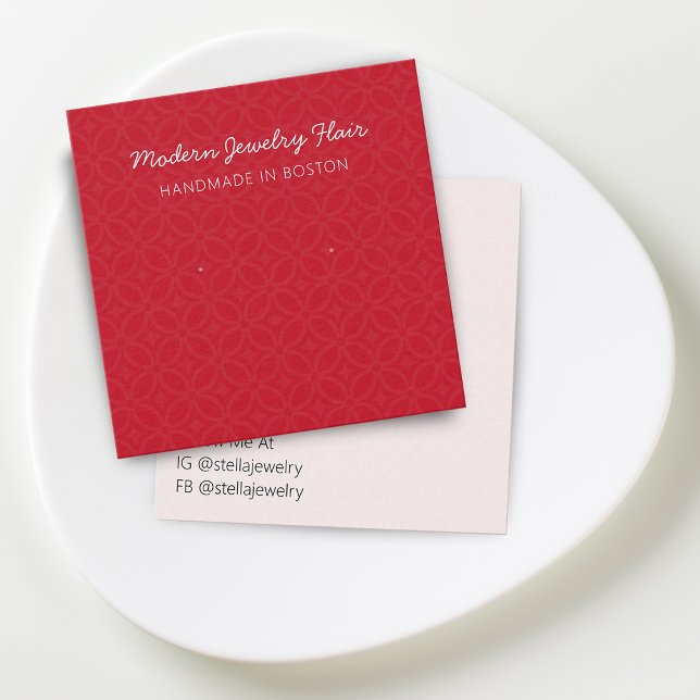 Carte de présentation de boucles d'oreilles rouges (Modern Pattern Red Earring Display Card)
