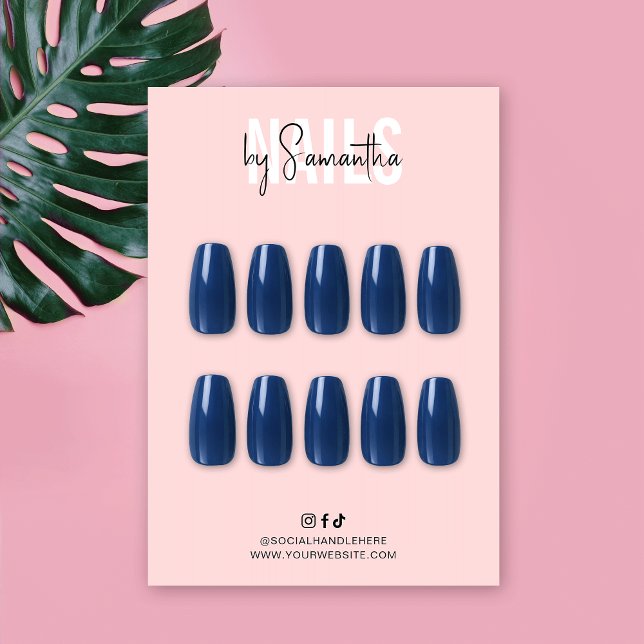 Carte de présentation de faux ongles avec guide de (Blush pink acrylic nails display cards (*nails are for demonstration only, they are not included))