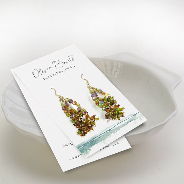 Carte de présentation d'oreilles en aquarelle d'éc (Modern Script Watercolor Earring Display Card)