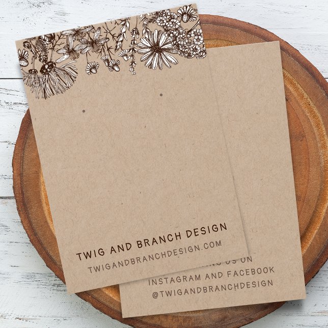 Carte de présentation pour boucles d'oreilles Fleu (Wildflowers Earring Bracelet Display Card)