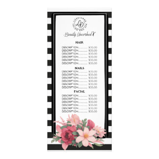 Carte de présentoir pour salon à rayures florales