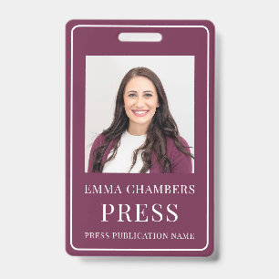 Carte de presse photo Burgundy Badge ID