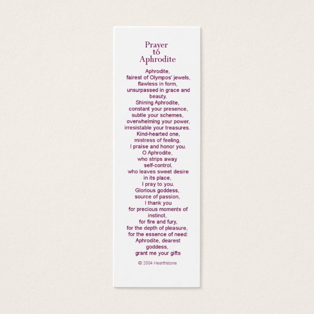 Carte de prière Aphrodite (Devant)
