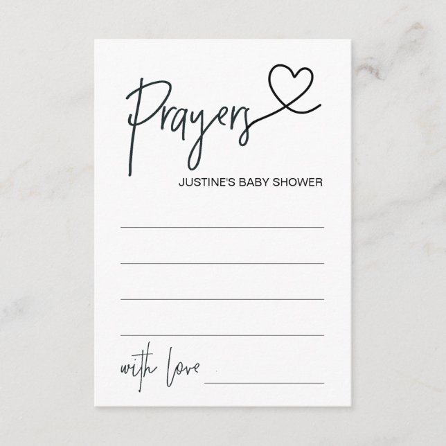 Carte de prière Baby shower personnalisée avec coe (Devant)