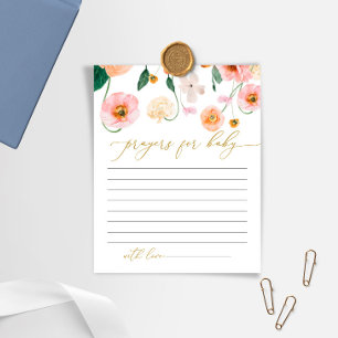 Carte de prière Baby shower Pink Poppy Flowers