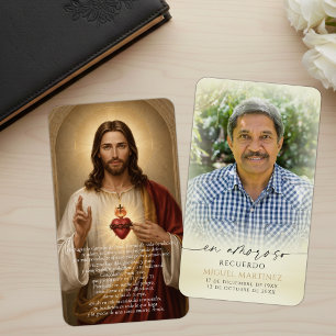 Carte de prière catholique espagnole du Sacré-Cœur