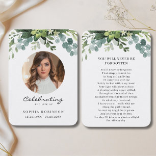 Carte de prière commémorative aux funérailles flor