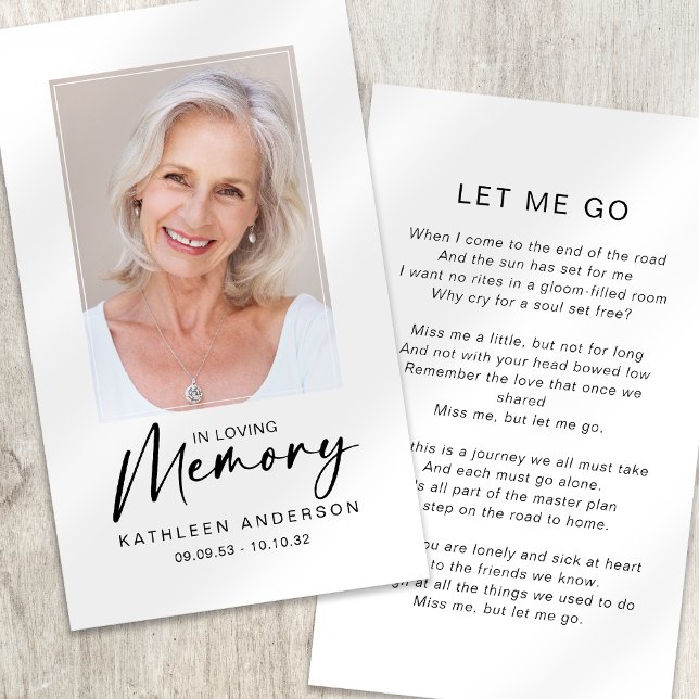 Carte de prière commémorative | Dans la mémoire ai (Créateur téléchargé)