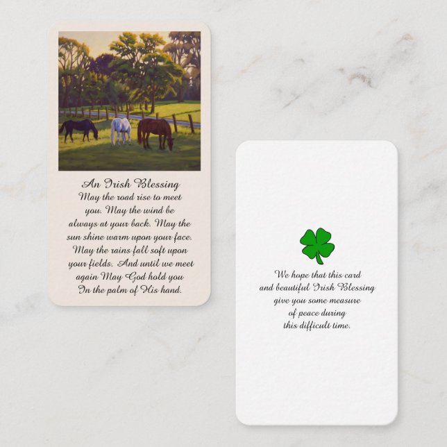 Carte de prière commémorative de la Bénédiction (Devant / Derrière)