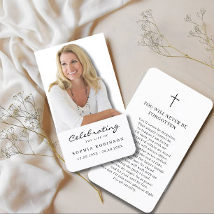 Carte de prière commémorative de la fête de la vie