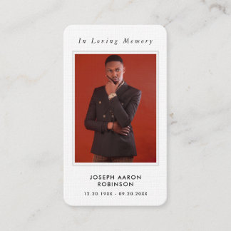 Carte de prière commémorative de la photo funérair