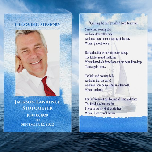 Carte de prière commémorative de la photo funérair (In Loving Memory Keepsake Card for funerals, Celebration of Life or insert in a Thank you card. )