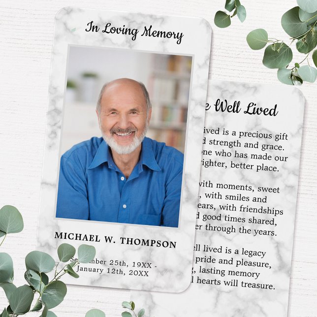 Carte de prière commémorative de marbre Premium (Créateur téléchargé)