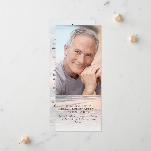 Carte de prière commémorative du coucher de soleil (Devant/Arrière en situation)