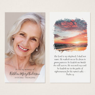 Carte de prière commémorative du coucher du soleil