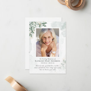 Carte de prière commémorative Eucalyptus