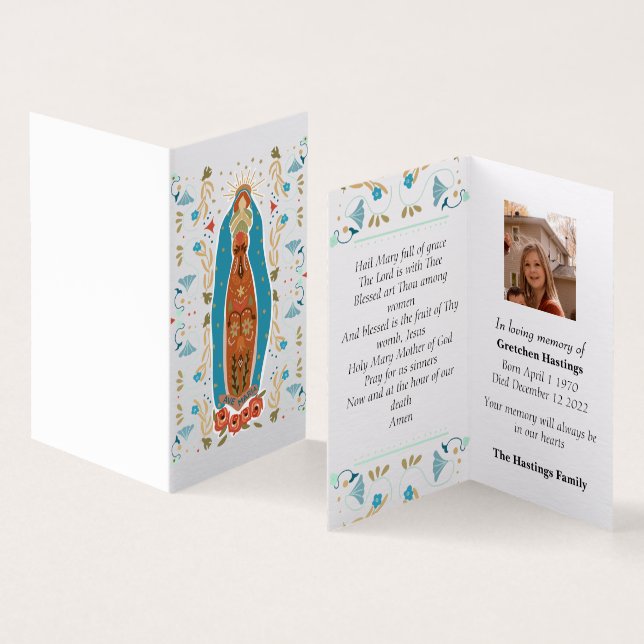 Carte de prière commémorative funéraire catholique (Inside and Outside)
